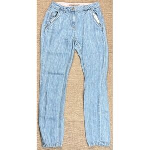 Poetry Women's 5 Pocket Blue 100%‎ Linen Denim Pants Size 4